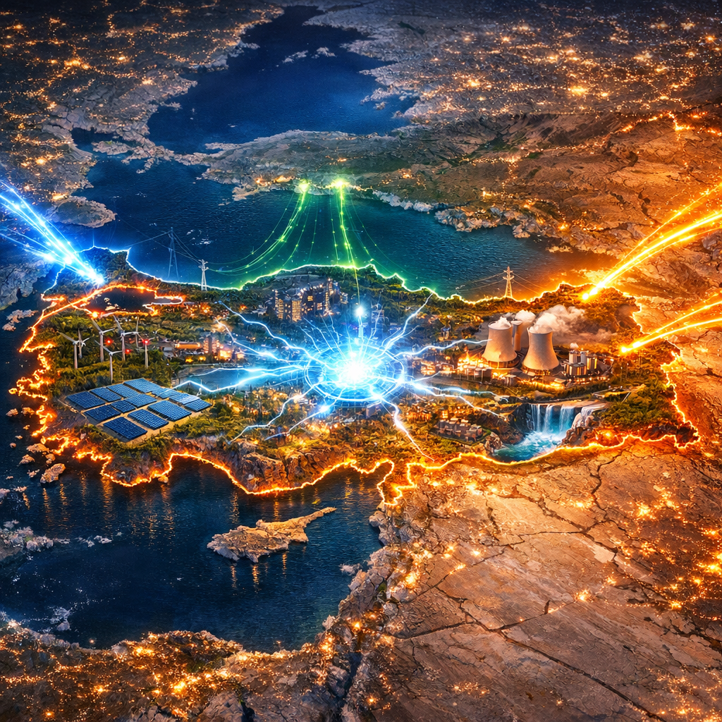 Turkey-centered energy and infrastructure network illustration